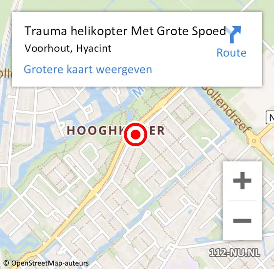 Locatie op kaart van de 112 melding: Trauma helikopter Met Grote Spoed Naar Voorhout, Hyacint op 3 december 2022 19:20