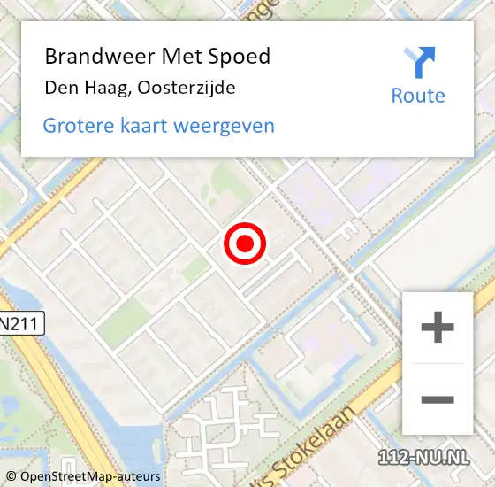 Locatie op kaart van de 112 melding: Brandweer Met Spoed Naar Den Haag, Oosterzijde op 3 december 2022 19:45