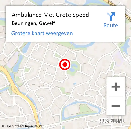 Locatie op kaart van de 112 melding: Ambulance Met Grote Spoed Naar Beuningen, Gewelf op 3 december 2022 19:58