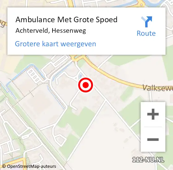 Locatie op kaart van de 112 melding: Ambulance Met Grote Spoed Naar Achterveld, Hessenweg op 3 december 2022 20:06