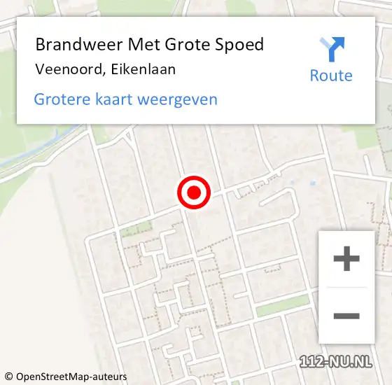 Locatie op kaart van de 112 melding: Brandweer Met Grote Spoed Naar Veenoord, Eikenlaan op 3 december 2022 20:15