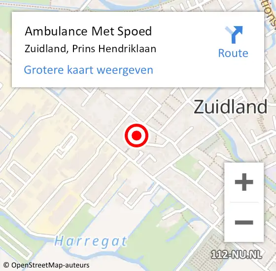 Locatie op kaart van de 112 melding: Ambulance Met Spoed Naar Zuidland, Prins Hendriklaan op 3 december 2022 20:34