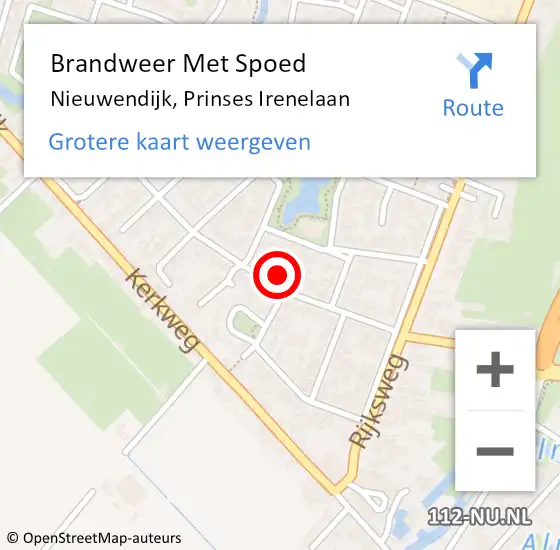 Locatie op kaart van de 112 melding: Brandweer Met Spoed Naar Nieuwendijk, Prinses Irenelaan op 3 december 2022 20:44