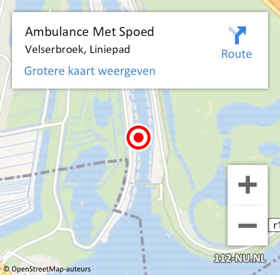 Locatie op kaart van de 112 melding: Ambulance Met Spoed Naar Velserbroek, Liniepad op 3 december 2022 20:51