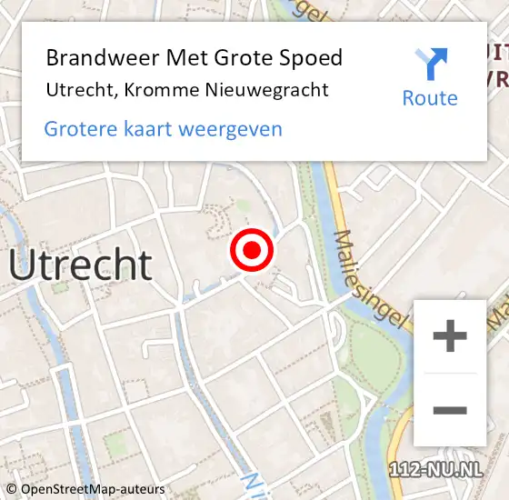 Locatie op kaart van de 112 melding: Brandweer Met Grote Spoed Naar Utrecht, Kromme Nieuwegracht op 3 december 2022 20:55