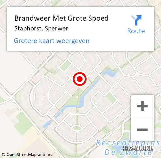 Locatie op kaart van de 112 melding: Brandweer Met Grote Spoed Naar Staphorst, Sperwer op 3 december 2022 20:58