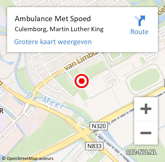 Locatie op kaart van de 112 melding: Ambulance Met Spoed Naar Culemborg, Martin Luther King op 3 december 2022 20:59