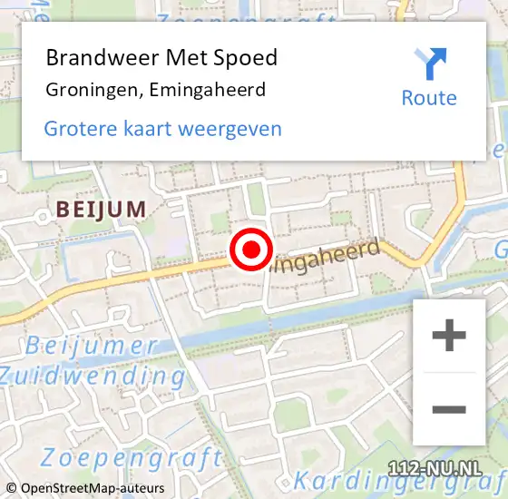 Locatie op kaart van de 112 melding: Brandweer Met Spoed Naar Groningen, Emingaheerd op 3 december 2022 21:00