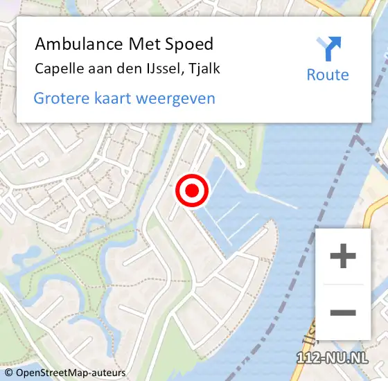 Locatie op kaart van de 112 melding: Ambulance Met Spoed Naar Capelle aan den IJssel, Tjalk op 3 december 2022 21:15