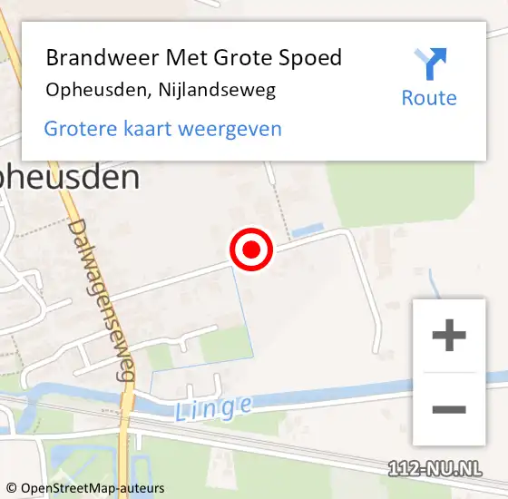 Locatie op kaart van de 112 melding: Brandweer Met Grote Spoed Naar Opheusden, Nijlandseweg op 3 december 2022 21:46