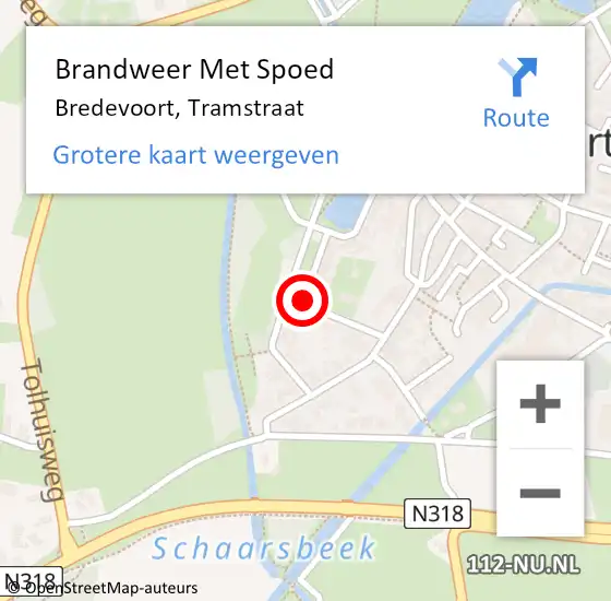Locatie op kaart van de 112 melding: Brandweer Met Spoed Naar Bredevoort, Tramstraat op 3 december 2022 22:02