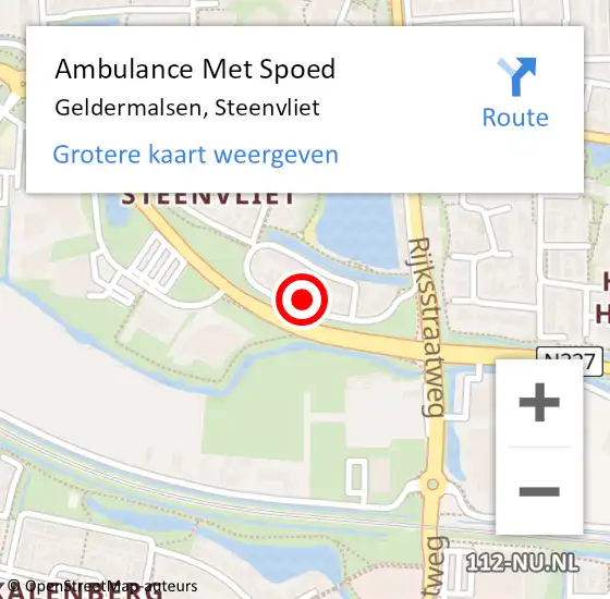 Locatie op kaart van de 112 melding: Ambulance Met Spoed Naar Geldermalsen, Steenvliet op 3 december 2022 22:07