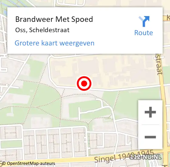 Locatie op kaart van de 112 melding: Brandweer Met Spoed Naar Oss, Scheldestraat op 3 december 2022 22:09