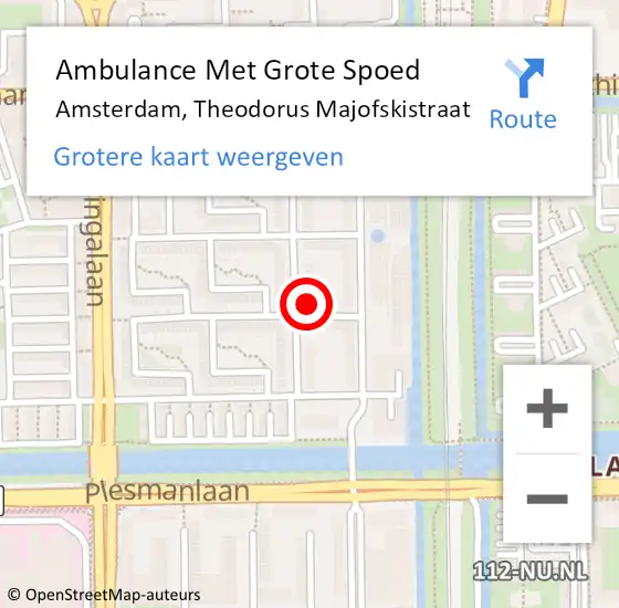 Locatie op kaart van de 112 melding: Ambulance Met Grote Spoed Naar Amsterdam, Theodorus Majofskistraat op 3 december 2022 22:14