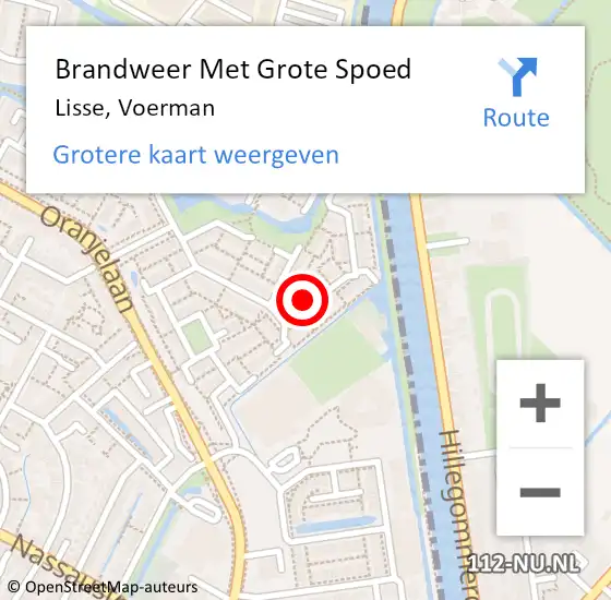 Locatie op kaart van de 112 melding: Brandweer Met Grote Spoed Naar Lisse, Voerman op 3 december 2022 22:17