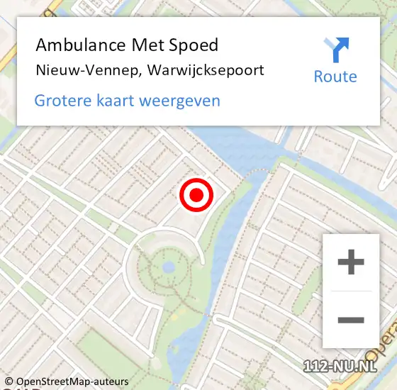 Locatie op kaart van de 112 melding: Ambulance Met Spoed Naar Nieuw-Vennep, Warwijcksepoort op 3 december 2022 22:20