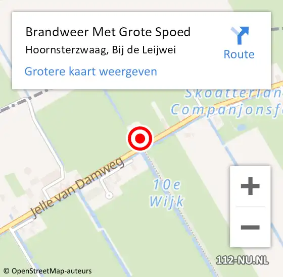 Locatie op kaart van de 112 melding: Brandweer Met Grote Spoed Naar Hoornsterzwaag, Bij de Leijwei op 3 december 2022 22:28