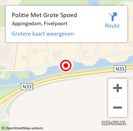 Locatie op kaart van de 112 melding: Politie Met Grote Spoed Naar Appingedam, Fivelpoort op 3 december 2022 22:35