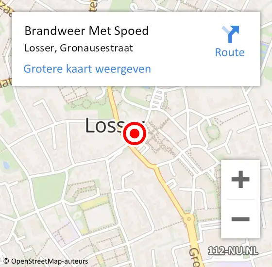 Locatie op kaart van de 112 melding: Brandweer Met Spoed Naar Losser, Gronausestraat op 3 december 2022 22:42