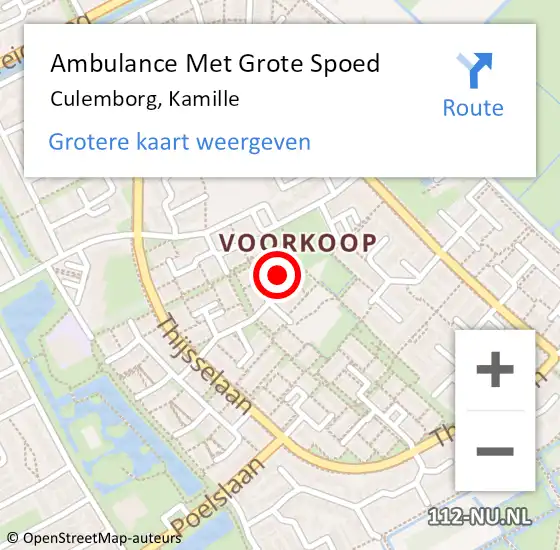 Locatie op kaart van de 112 melding: Ambulance Met Grote Spoed Naar Culemborg, Kamille op 3 december 2022 23:13