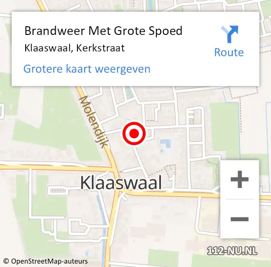 Locatie op kaart van de 112 melding: Brandweer Met Grote Spoed Naar Klaaswaal, Kerkstraat op 3 december 2022 23:31