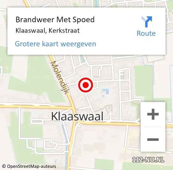 Locatie op kaart van de 112 melding: Brandweer Met Spoed Naar Klaaswaal, Kerkstraat op 3 december 2022 23:53