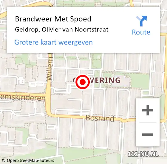 Locatie op kaart van de 112 melding: Brandweer Met Spoed Naar Geldrop, Olivier van Noortstraat op 3 december 2022 23:57