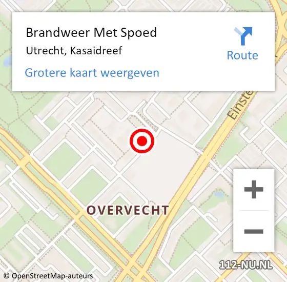 Locatie op kaart van de 112 melding: Brandweer Met Spoed Naar Utrecht, Kasaidreef op 4 december 2022 00:14