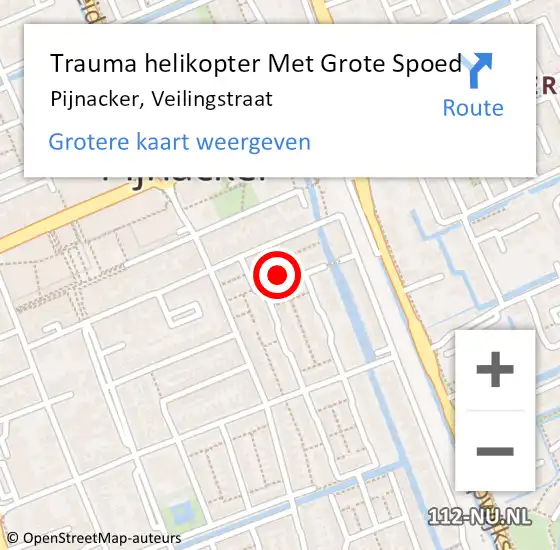 Locatie op kaart van de 112 melding: Trauma helikopter Met Grote Spoed Naar Pijnacker, Veilingstraat op 4 december 2022 00:25