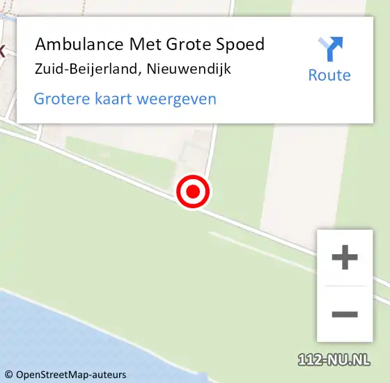 Locatie op kaart van de 112 melding: Ambulance Met Grote Spoed Naar Zuid-Beijerland, Nieuwendijk op 4 december 2022 02:16