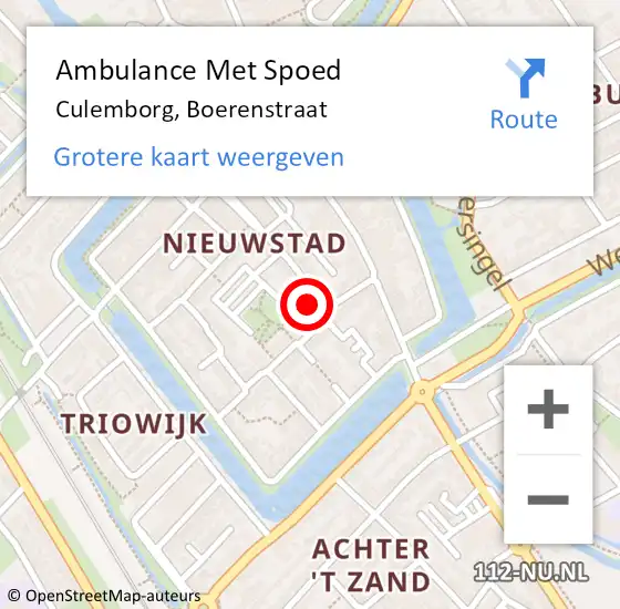 Locatie op kaart van de 112 melding: Ambulance Met Spoed Naar Culemborg, Boerenstraat op 4 december 2022 02:42
