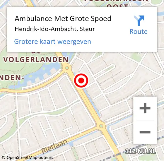 Locatie op kaart van de 112 melding: Ambulance Met Grote Spoed Naar Hendrik-Ido-Ambacht, Steur op 4 december 2022 03:06
