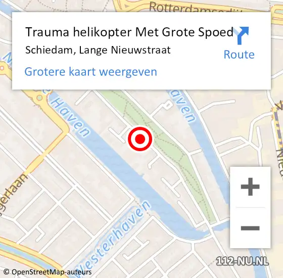 Locatie op kaart van de 112 melding: Trauma helikopter Met Grote Spoed Naar Schiedam, Lange Nieuwstraat op 4 december 2022 03:16