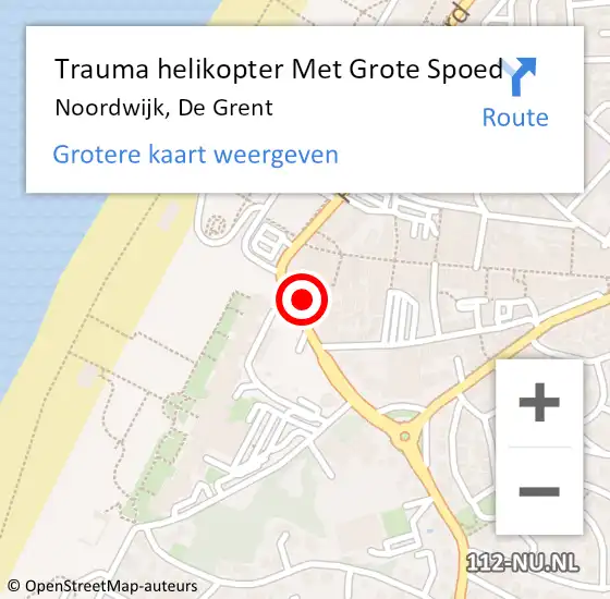 Locatie op kaart van de 112 melding: Trauma helikopter Met Grote Spoed Naar Noordwijk, De Grent op 4 december 2022 03:24