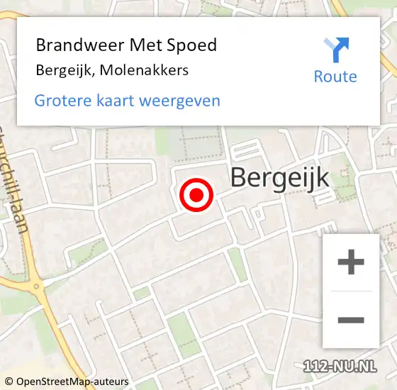 Locatie op kaart van de 112 melding: Brandweer Met Spoed Naar Bergeijk, Molenakkers op 4 december 2022 03:43