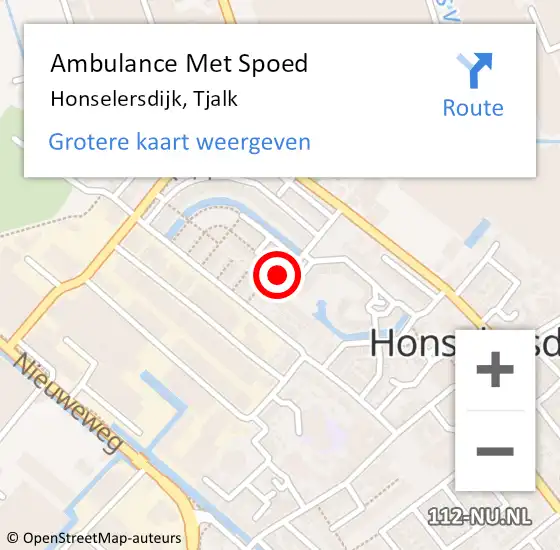 Locatie op kaart van de 112 melding: Ambulance Met Spoed Naar Honselersdijk, Tjalk op 4 december 2022 04:20