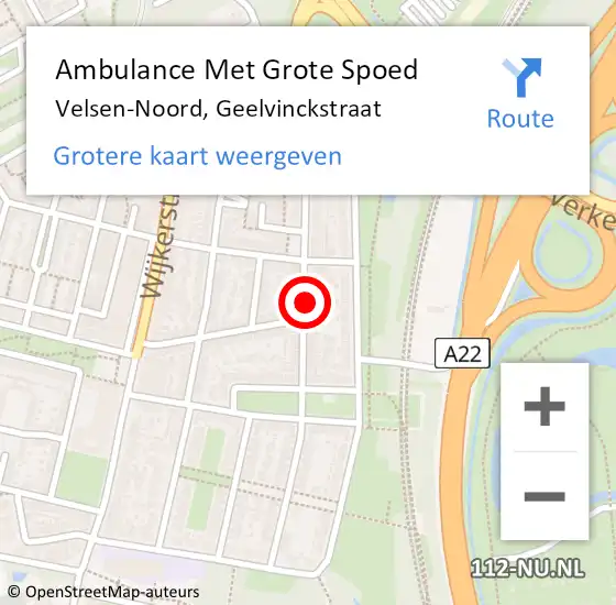 Locatie op kaart van de 112 melding: Ambulance Met Grote Spoed Naar Velsen-Noord, Geelvinckstraat op 4 december 2022 04:47