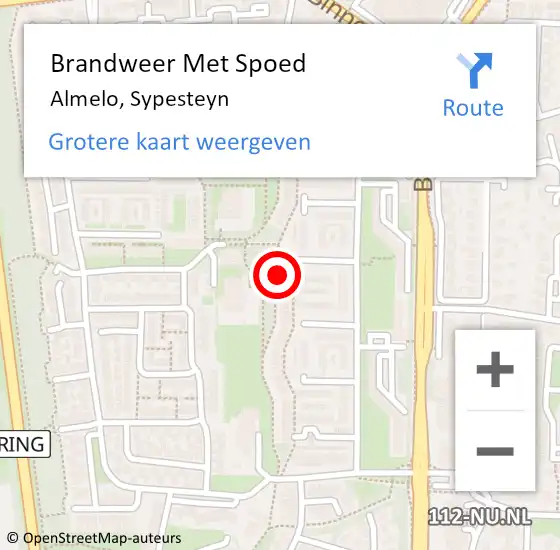 Locatie op kaart van de 112 melding: Brandweer Met Spoed Naar Almelo, Sypesteyn op 4 december 2022 05:08