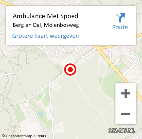 Locatie op kaart van de 112 melding: Ambulance Met Spoed Naar Berg en Dal, Molenbosweg op 4 december 2022 05:14