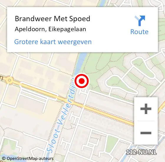 Locatie op kaart van de 112 melding: Brandweer Met Spoed Naar Apeldoorn, Eikepagelaan op 4 december 2022 05:22