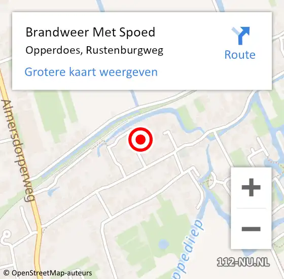 Locatie op kaart van de 112 melding: Brandweer Met Spoed Naar Opperdoes, Rustenburgweg op 4 december 2022 06:19