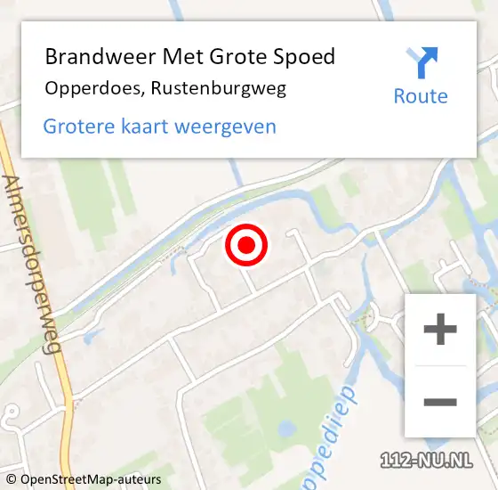 Locatie op kaart van de 112 melding: Brandweer Met Grote Spoed Naar Opperdoes, Rustenburgweg op 4 december 2022 06:21