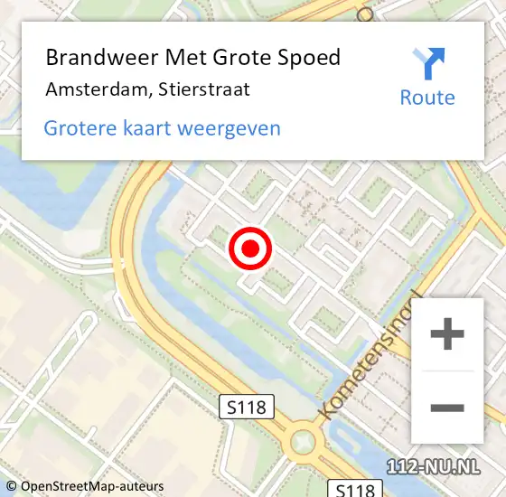 Locatie op kaart van de 112 melding: Brandweer Met Grote Spoed Naar Amsterdam, Stierstraat op 4 december 2022 07:22