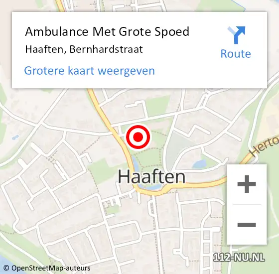 Locatie op kaart van de 112 melding: Ambulance Met Grote Spoed Naar Haaften, Bernhardstraat op 4 december 2022 07:24