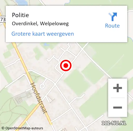 Locatie op kaart van de 112 melding: Politie Overdinkel, Welpeloweg op 4 december 2022 08:08