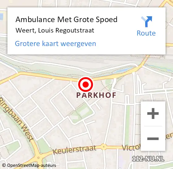 Locatie op kaart van de 112 melding: Ambulance Met Grote Spoed Naar Weert, Louis Regoutstraat op 4 december 2022 08:25