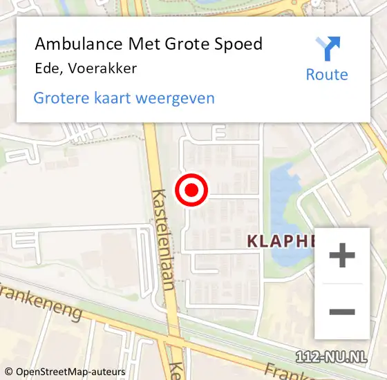 Locatie op kaart van de 112 melding: Ambulance Met Grote Spoed Naar Ede, Voerakker op 4 december 2022 09:13