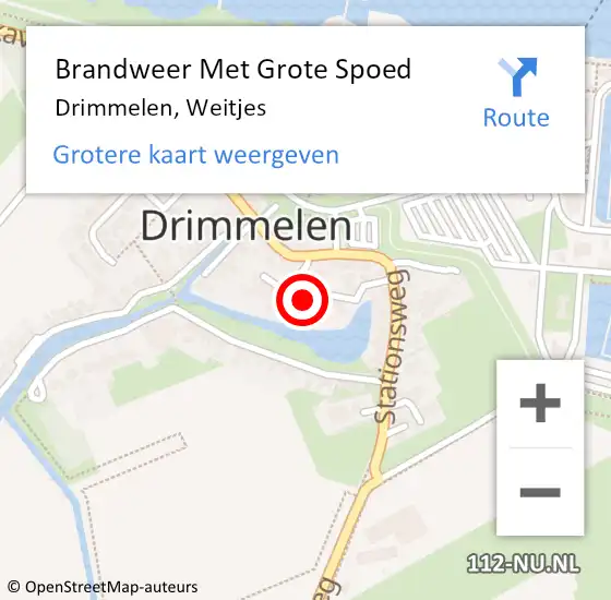 Locatie op kaart van de 112 melding: Brandweer Met Grote Spoed Naar Drimmelen, Weitjes op 4 december 2022 09:21