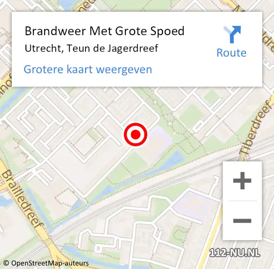 Locatie op kaart van de 112 melding: Brandweer Met Grote Spoed Naar Utrecht, Teun de Jagerdreef op 4 december 2022 09:42