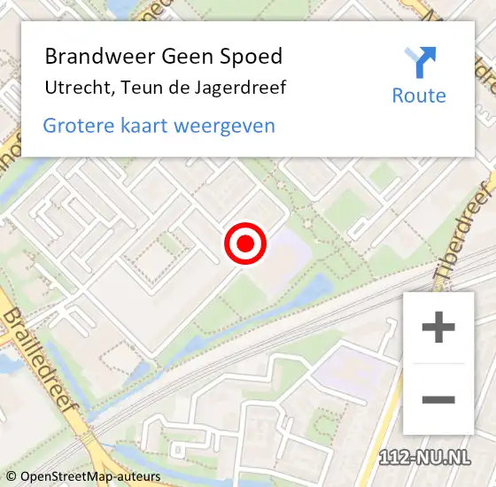 Locatie op kaart van de 112 melding: Brandweer Geen Spoed Naar Utrecht, Teun de Jagerdreef op 4 december 2022 09:43